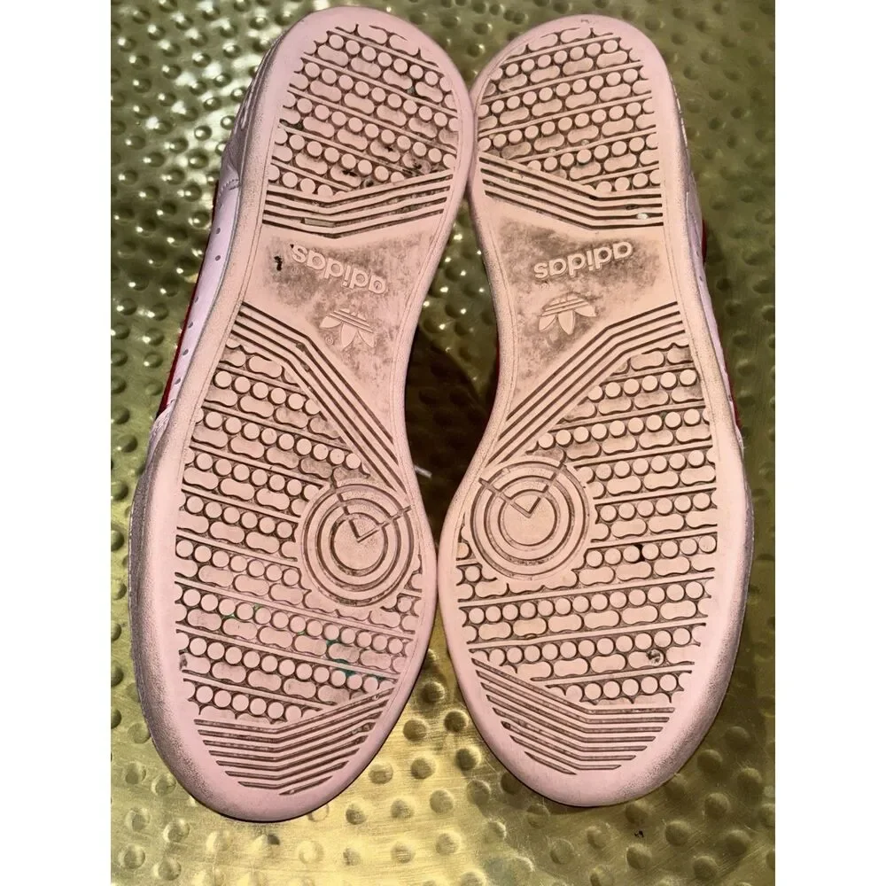 Womens adidas Continental 80 Pink Leather Low Top Sneakers Black Red Stripe Sz 5